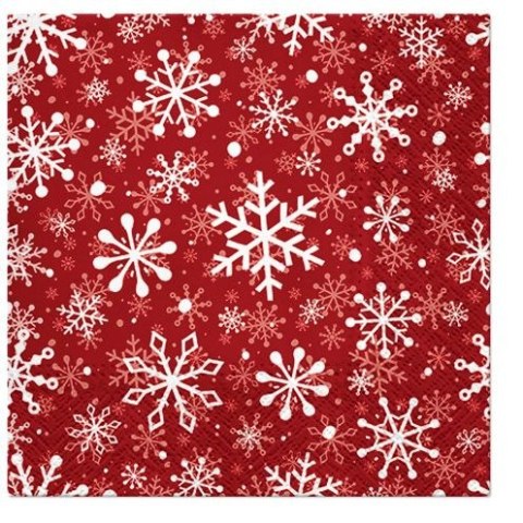 Serwetki Paw Lunch BN Christmas Snowflakes red mix bibuła [mm:] 330x330 (SDL230603)