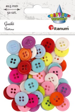 Guziki Titanum Craft-Fun Series plastikowe okrągłe 15mm mix 50 szt