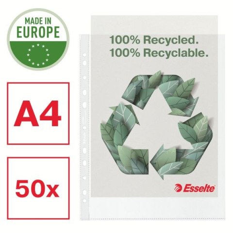 Koszulki na dokumenty Recycled Maxi groszkowa A4 kolor: bezbarwny typu U 100 mic. Esselte (627504)