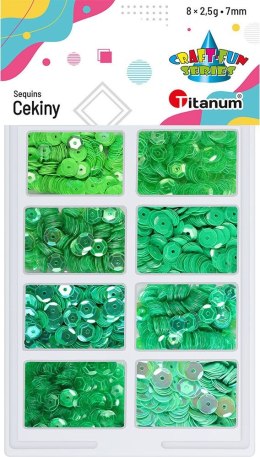 Cekiny Titanum Craft-Fun Series 8 kolorów zielone 2,5g (3G8P 160162)