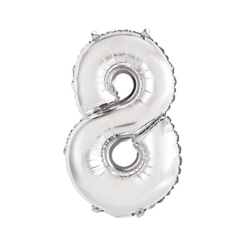 Balon foliowy cyfra 8 srebrny 35 cm 8cal Godan (FG-C35S8)
