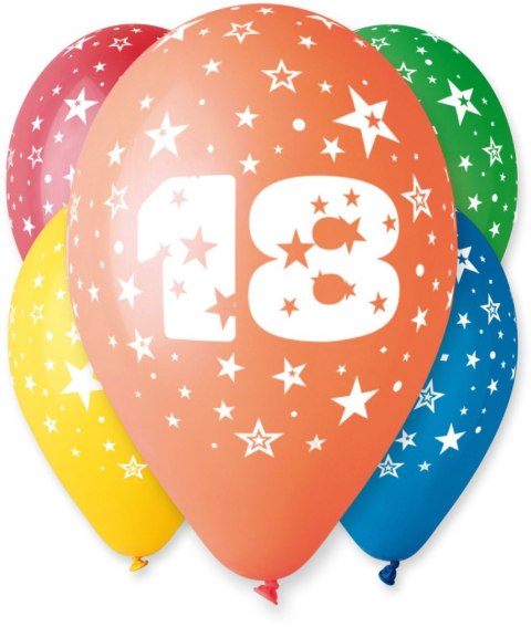Balon gumowy Z NADRUKIEM 5 szt mix 300mm 12cal Godan (GS110/18)