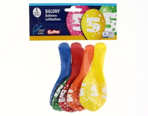 Balon gumowy Z NADRUKIEM 5 szt mix 300mm 12cal Godan (GS110/5)
