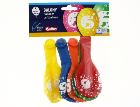 Balon gumowy Z NADRUKIEM 5 szt mix 300mm 12cal Godan (GS110/6)