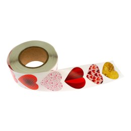 Naklejka (nalepka) serduszka na rolce 500 szt. Arpex (WA3810)