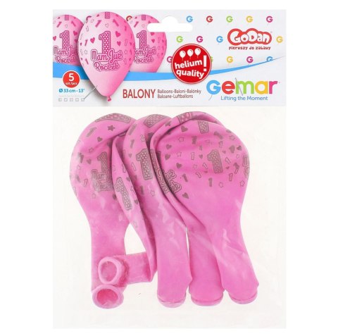 Balon foliowy Mam już roczek 13 cali, 5 szt. Godan (GS120/MJRR)