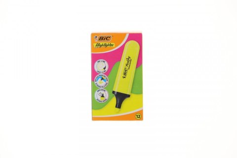 Zakreślacz FLAT HIGHLIGHTER 12 szt 3086123742864 wkład żółty Bic (517962 neon żółty)
