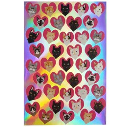 Naklejka (nalepka) serduszka z kotami Arpex (WA3841)