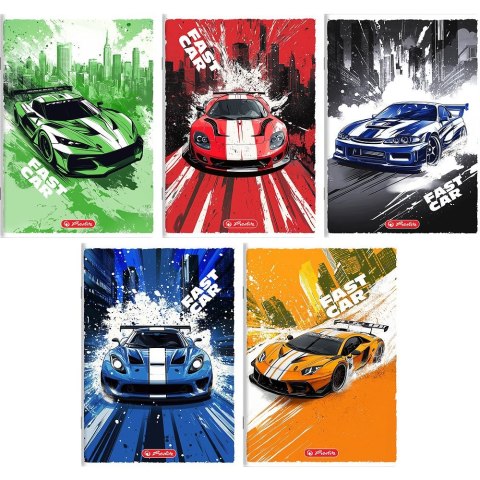 Zeszyt A5 Fast Car 32k. 70g linia podwójna kolorowa Herlitz (400196835)