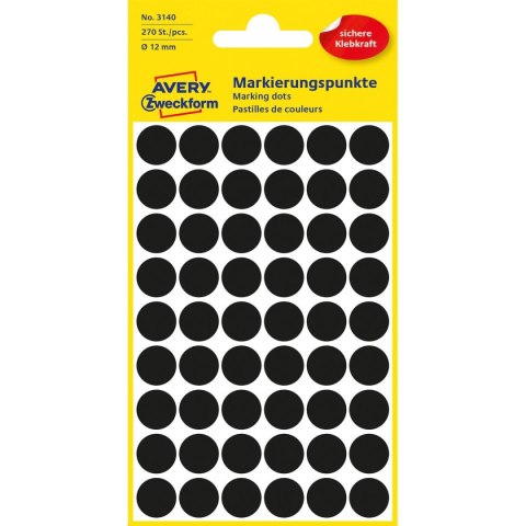 Etykieta do oznaczania kropki 12mm CZARNY [mm:] 12 Zweckform (3140)