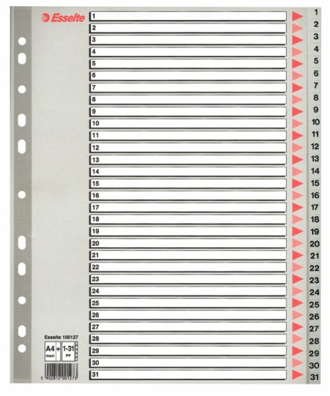 Przekładka numeryczna A4 szara 31k 1-31 Esselte (100127)