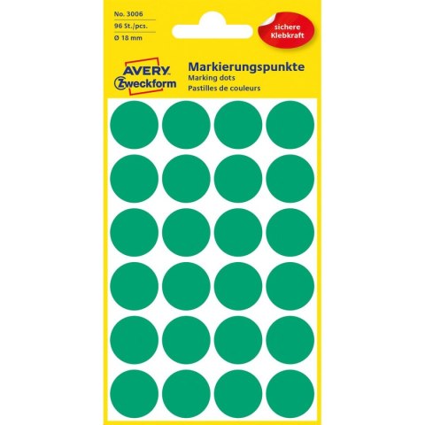 Etykieta do oznaczania kropki 18mm zielona [mm:] 18 Zweckform (3006)
