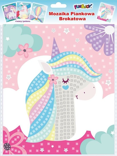 Mozaika Glitter Unicorn 4 wzory: jednorożce. Fun&Joy (FJSR2201)