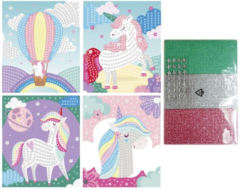 Mozaika Glitter Unicorn 4 wzory: jednorożce. Fun&Joy (FJSR2201)