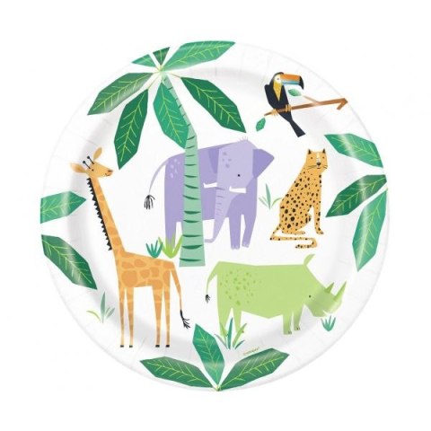 Talerz jednorazowy Animal Safari papier śr. 230mm 8 szt Godan (73925EU)