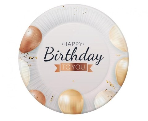 Talerz jednorazowy Happy Birthday papier śr. 180mm 6 szt Godan (PG-TAHB)