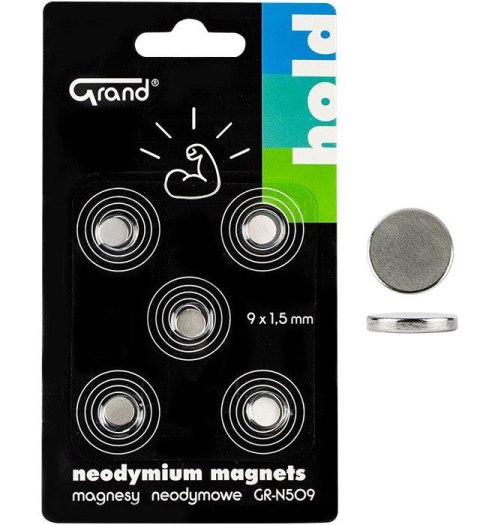 Magnes neodymowy Srebrny śr. 9mm Grand (130-1967) 5 sztuk