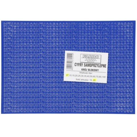 Cyfry samoprzylepne niebieskie Farro