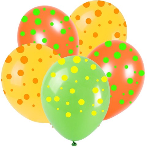 Balon gumowy neonowe kropki (5 szt.) mix 280mm Arpex (KB5303)