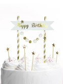 Dekoracja na tort Happy Birthday - pomponiki złote Arpex (KK0133ZLO-7690)