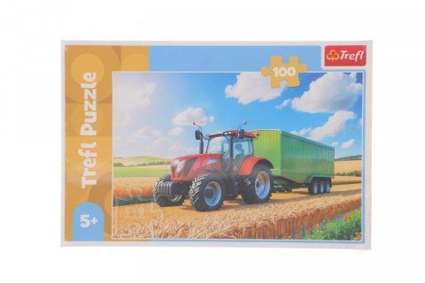 Puzzle Maszyny rolnicze Traktor z przyczepą 100 el. Trefl (16494)