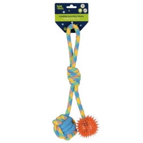 Gadżet Zabawka dla psa Szarpak 34 cm z piłką 2 stronny pomarańczowy Trik Roll (560877)
