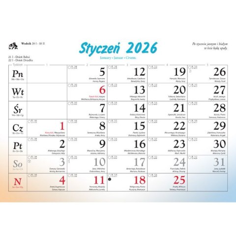 Kalendarz ścienny Kulinarny rodzinny 2026 280mm x 200mm Lucrum (WL01)