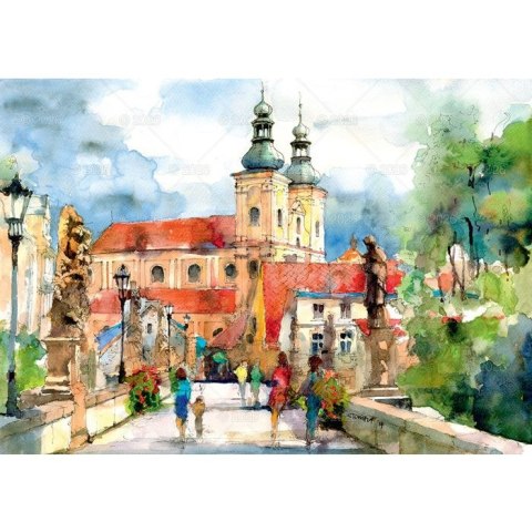 Kalendarz ścienny miasta w awkareli rodzinny 2026 280mm x 400mm Lucrum (WL05)