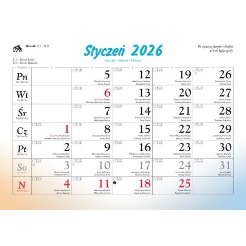 Kalendarz ścienny miasta w awkareli rodzinny 2026 280mm x 400mm Lucrum (WL05)