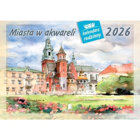 Kalendarz ścienny miasta w awkareli rodzinny 2026 280mm x 400mm Lucrum (WL05)