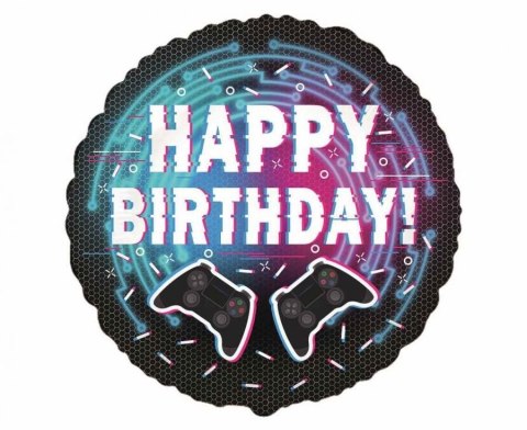 Balon foliowy Happy Birthday - Kontroler (Gamepad) 18cal Godan (B401623)