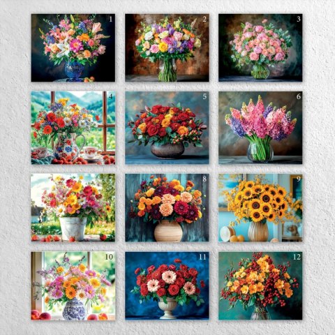 Kalendarz ścienny 16 stron wieloplanszowy A3 Press (Bukiety)