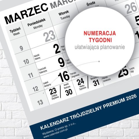 Kalendarz ścienny PREMIUM trójdzielny A4 Press (BUKIETY)