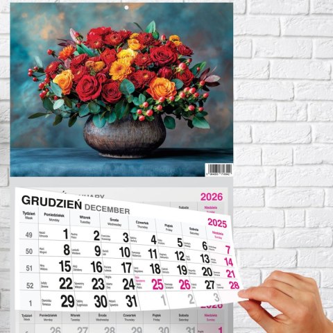 Kalendarz ścienny PREMIUM trójdzielny A4 Press (BUKIETY)