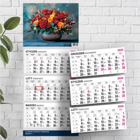 Kalendarz ścienny PREMIUM trójdzielny A4 Press (BUKIETY)