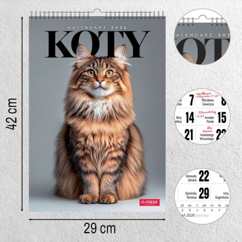 Kalendarz ścienny 16 stron wieloplanszowy A3 Press (KOTY)