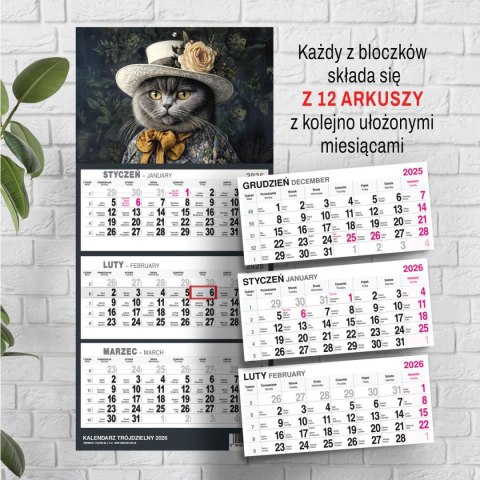 Kalendarz ścienny KOT A5 210mm x 450mm Press