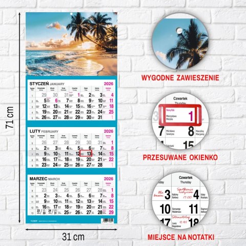 Kalendarz ścienny PALMY 310mm x 790mm Press