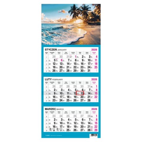 Kalendarz ścienny PALMY 310mm x 790mm Press