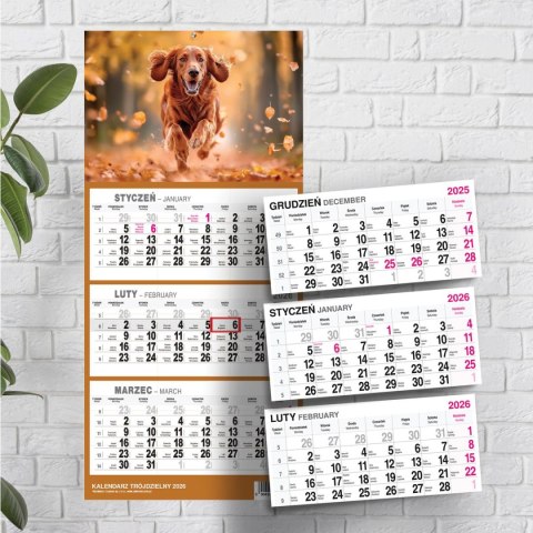 Kalendarz ścienny PIES A5 210mm x 450mm Press