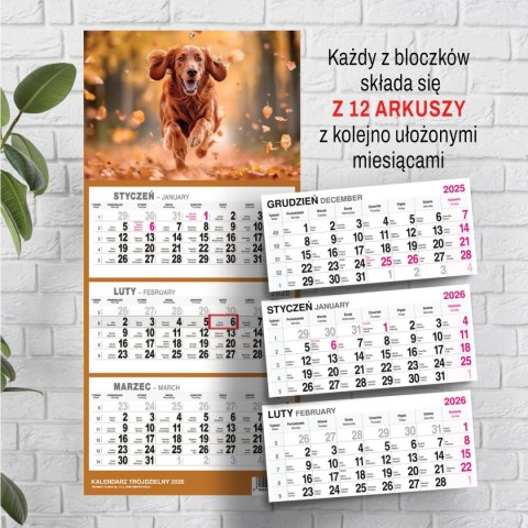 Kalendarz ścienny PIES A5 210mm x 450mm Press