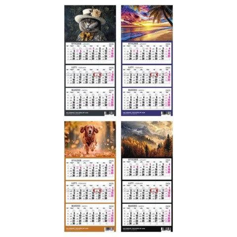 Kalendarz ścienny PIES A5 210mm x 450mm Press