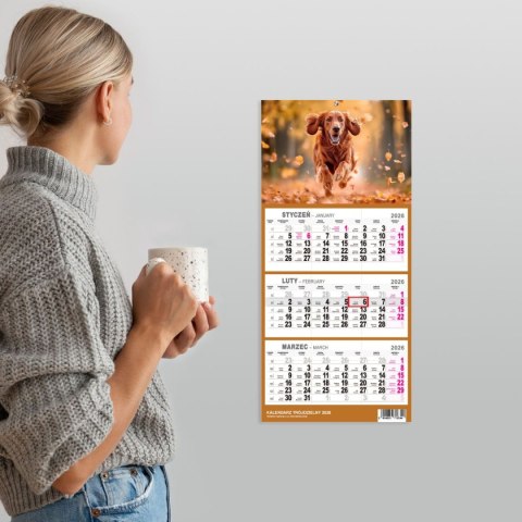 Kalendarz ścienny PIES A5 210mm x 450mm Press