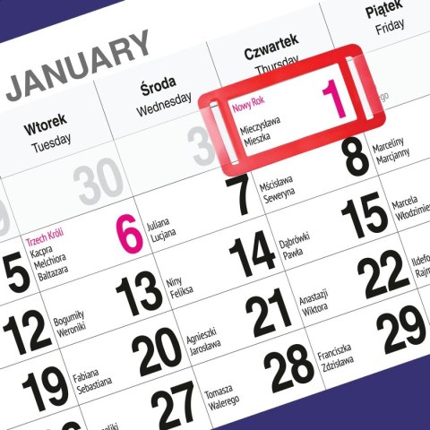 Kalendarz ścienny PLAŻA A4 210mm x 450mm Press