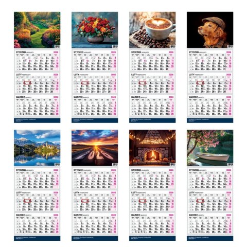 Kalendarz ścienny PREMIUM trójdzielny A4 Press (KOMINEK)