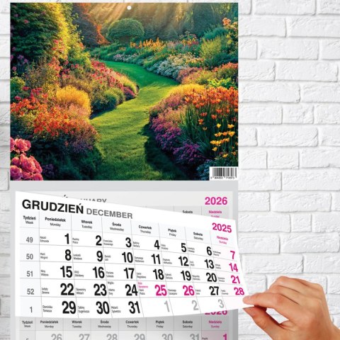 Kalendarz ścienny PREMIUM trójdzielny A4 Press (OGRÓD)