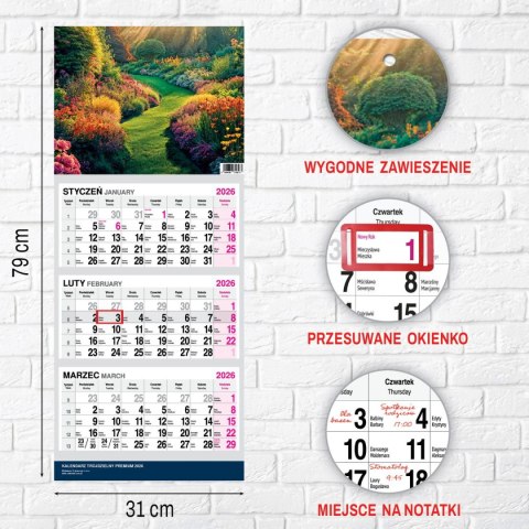 Kalendarz ścienny PREMIUM trójdzielny A4 Press (OGRÓD)