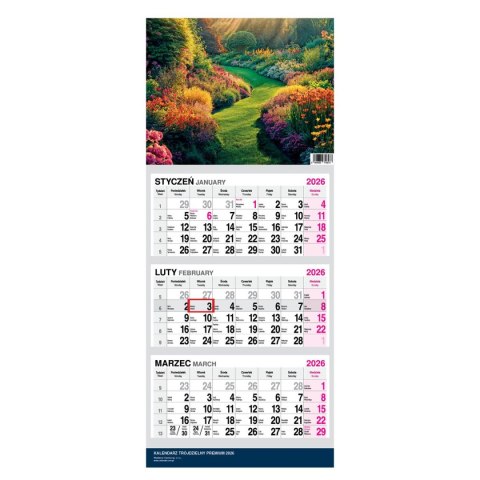 Kalendarz ścienny PREMIUM trójdzielny A4 Press (OGRÓD)