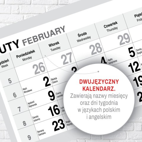 Kalendarz ścienny PREMIUM trójdzielny A4 Press (WIDOK)