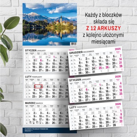 Kalendarz ścienny PREMIUM trójdzielny A4 Press (WIDOK)